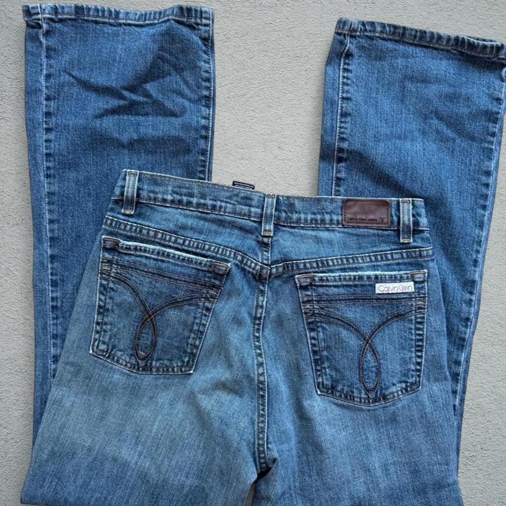 Calvin Klein Flare Jeans Size 8 Medium Blue Denim Early 2000s